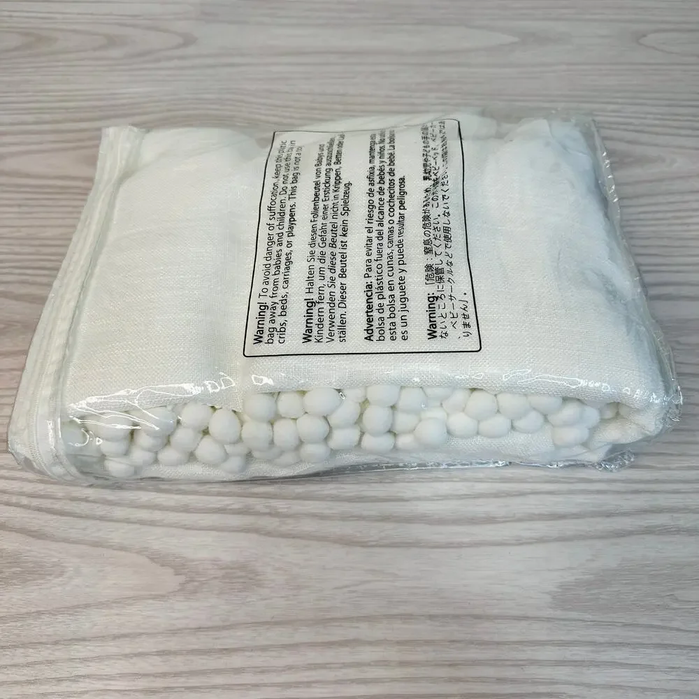 VOILYBIRD Palma Pom Pom Curtains White W40xL84 Semi Sheer Wrinkle Free Set of 2